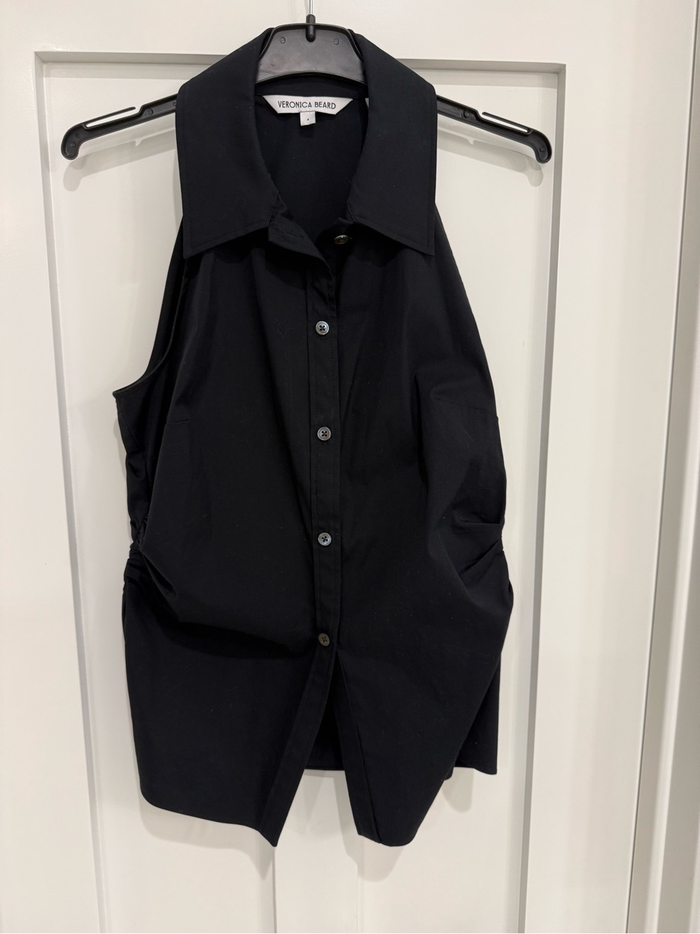 Veronica Beard Black Sleeveless Button-Front Tunic Shirt. Like new never worn.